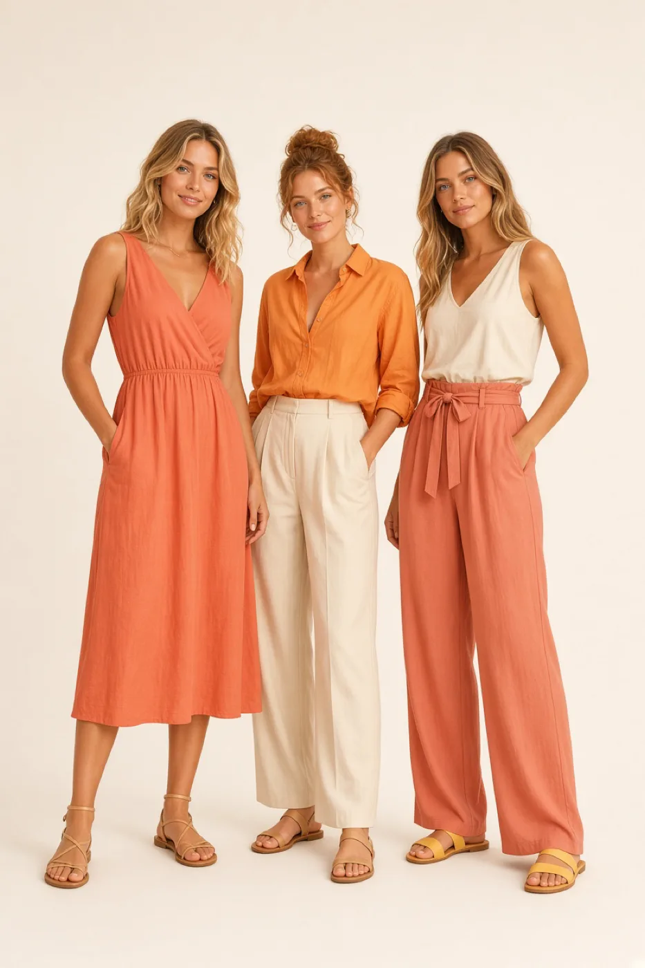 Three women with True Spring coloring, each in a different outfit built from the True Spring color palette